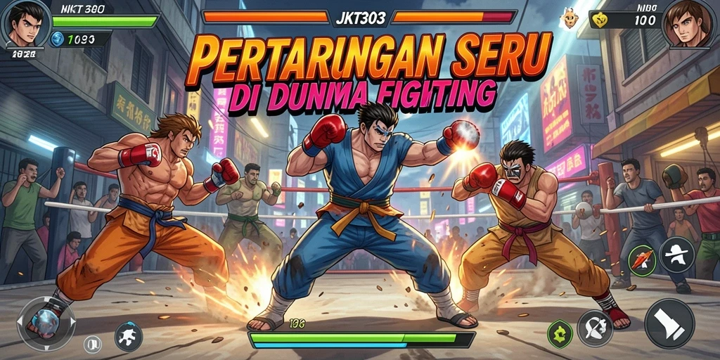 Tampilan screenshot menunjukkan pertarungan seru di arena JKT303.