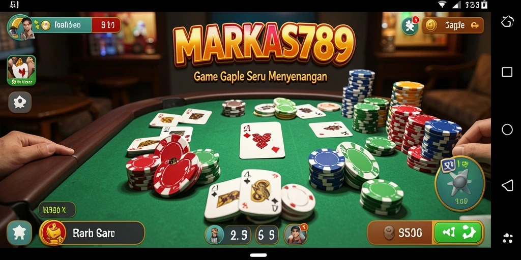 Tampilan gameplay seru dalam MARKAS789 dengan suasana Gaple yang menarik.