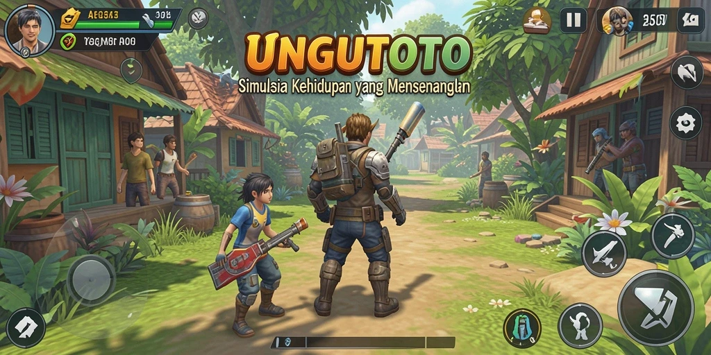 Tampilan gameplay UNGUTOTO dengan interaksi karakter yang dinamis.
